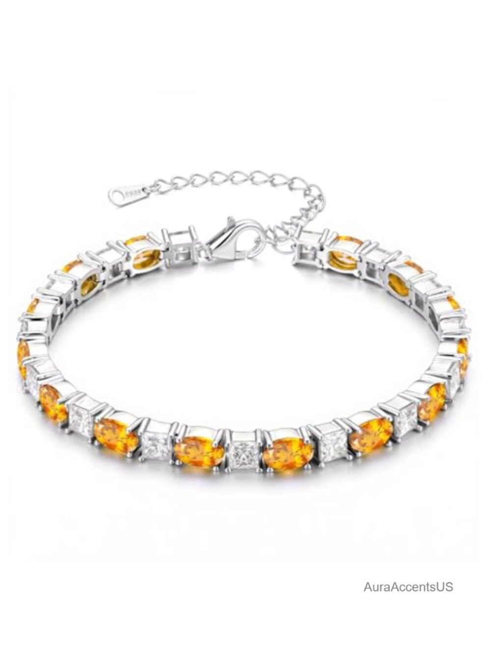 Tennis Bracelet 925 Sterling Silver Adjustable Chain Women